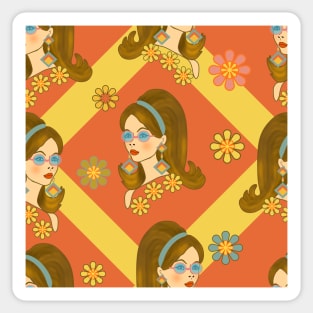 Groovy Girl with glasses Sticker